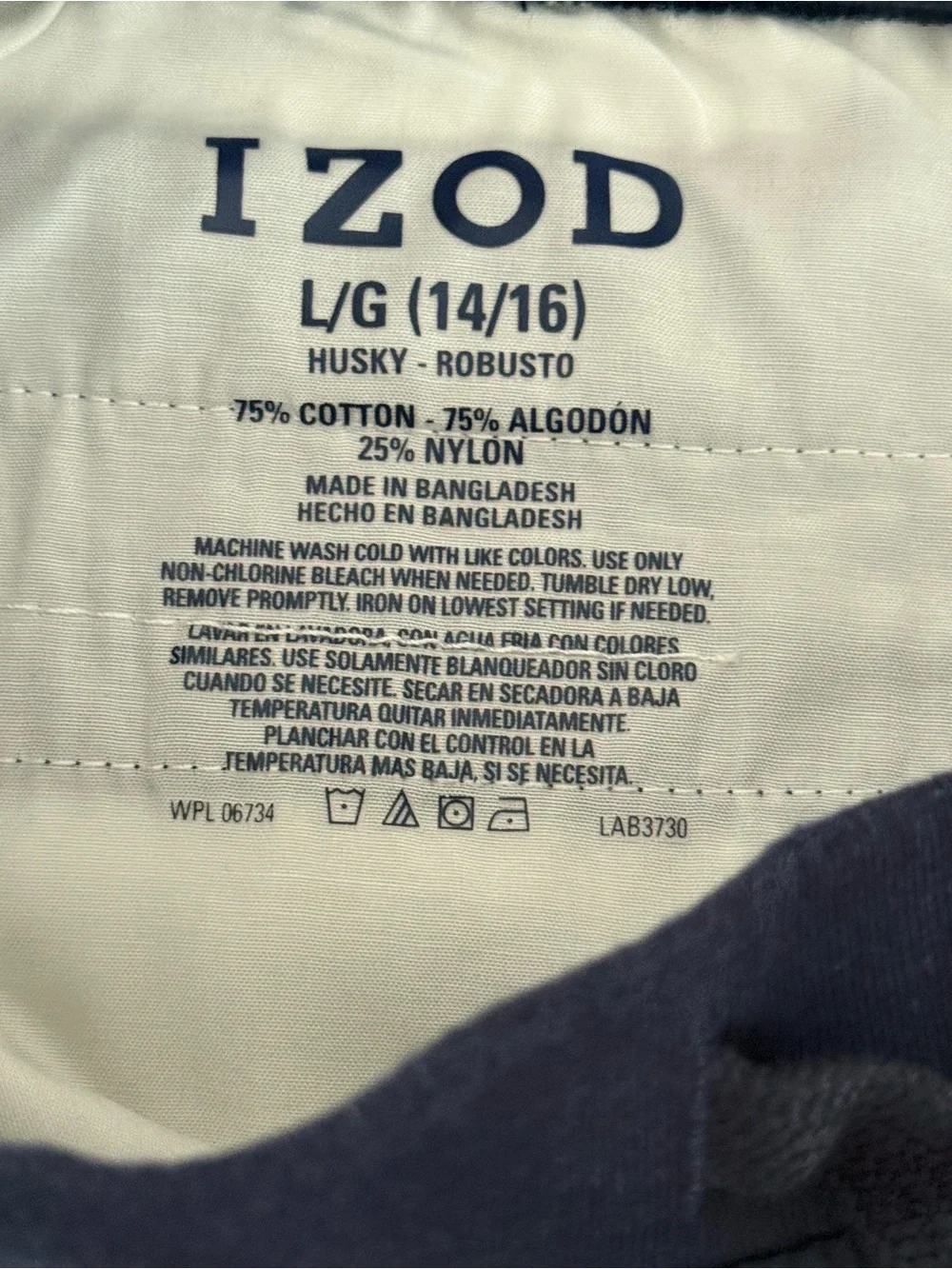 IZOD Boys L 14/16 Husky Navy Pull-On Chino Shorts NWT